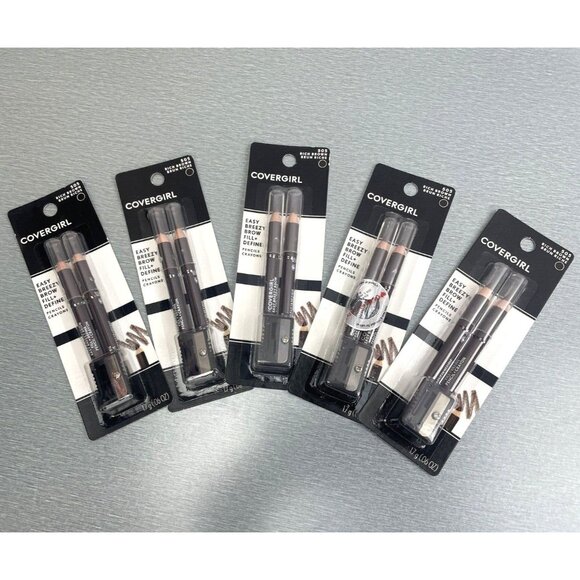 Lot of 5 Covergirl Easy Breezy Brow Fill+Define Pencil Crayons #505 Rich Brown - Picture 1 of 5